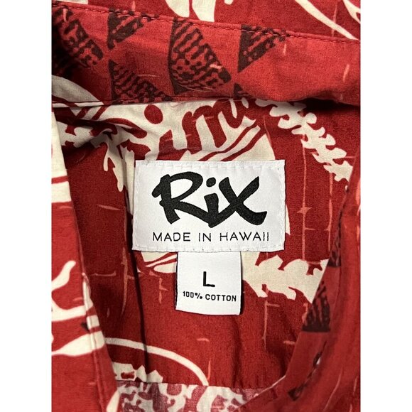 Rix Red Hawaiian Aloha Shirt Primo Beer Size Large L Short Sleeve Men Causal EUC - Picture 7 of 8